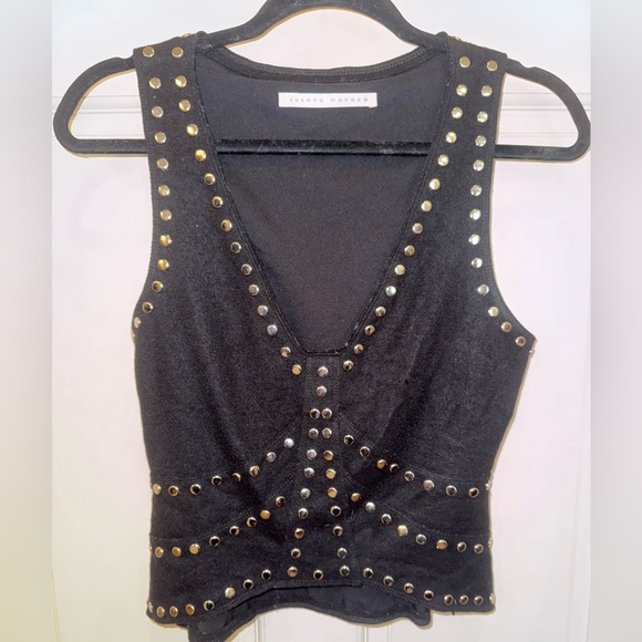 Susana Monaco one-of-a-kind black Studded Tank Top - Picture 1 of 2